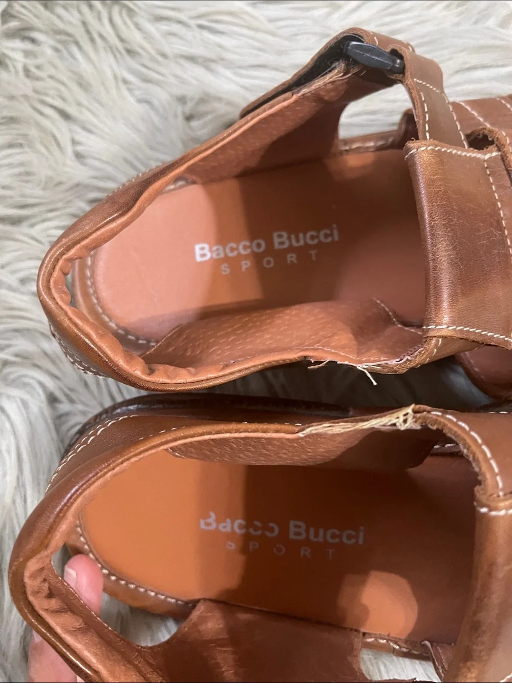 Bacco Bucci Men's Tan Leather Fisherman Sandals